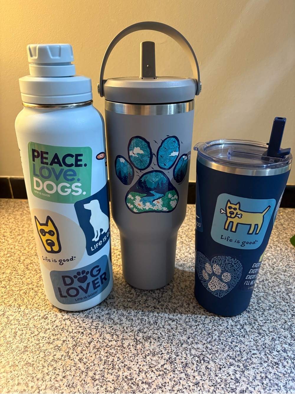 Life Is Good Tumbler Bundle Dog Lover Insulated Water Bottles Travel Mugs